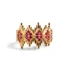 Ebru Jewelry Women's Gold / Pink / Purple Ruby Stone & Gold Crown Adjustable Statement Ring - Pink