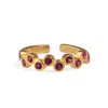 Ebru Jewelry Women's Gold / Pink / Purple Ruby Stone &  Gold Zig Zag Stackable Adjustable Ring - Pink In Gold
