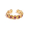 Ebru Jewelry Women's Gold / Pink Ruby Passion Adjustable Gold Plated Stackable Ring - Pink In Multi