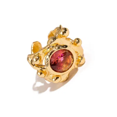 Ebru Jewelry Women's Gold / Pink Sacred Flame Tourmaline Gold Ring - Pink