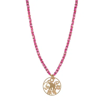 Ebru Jewelry Women's Gold / Pink Spiritual Harmony Pink Pearl Elephant Necklace - Pink In Multi