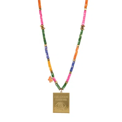 Ebru Jewelry Women's Gold Protected Spirit Rainbow Necklace - Multicolor In Brown