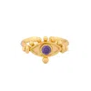Ebru Jewelry Women's Gold / Purple Mystic Amethyst Evil Eye Gold Adjustable Band Ring - Purple In Gold