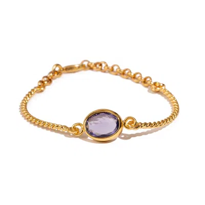 Ebru Jewelry Women's Gold / Purple Mystic Amethyst Glow Gold Adjustable Bracelet - Gold