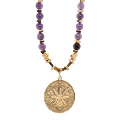 Ebru Jewelry Women's Gold / Purple See The Good Amethyst Beaded Choker Necklace - Purple In Multi