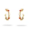 Ebru Jewelry Women's Gold / Red Eternal Love Enamel Heart Hoop Earrings - Gold In Gold