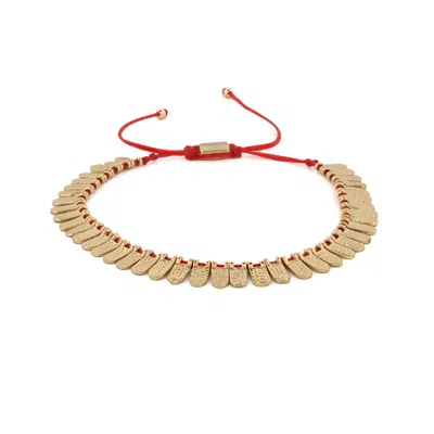 Ebru Jewelry Women's Gold / Red Fish Scale Red & Gold Cord Bracelet - Red In Multi