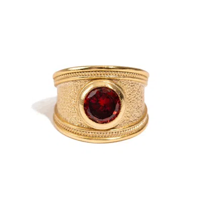 Ebru Jewelry Women's Gold / Red Majestic Ruby Gold Statement Ring - Red