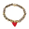 Ebru Jewelry Women's Gold / Red Red Heart Gold Hematite Stone Love Beaded Bracelet - Red In Multi