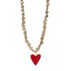 Ebru Jewelry Women's Gold / Red Red Heart Pendant Gold Hematite Stone Heart Shape Chain Necklace - Red In Multi