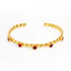 Ebru Jewelry Women's Gold / Red Twisted Ruby & Gold Dainty Cuff Bracelet - Ruby In Gold
