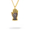 Ebru Jewelry Women's Gold / Silver Energy Flow Hamsa Hand Evil Eye Pendant Gold Chain Necklace - Gold