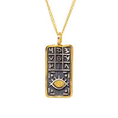 Ebru Jewelry Women's Gold / Silver Evil Eye Spiritual Guidance Symbols Bar Pendant Necklace - Gold