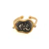 Ebru Jewelry Women's Gold / Silver Lucky Elephant Sterling Silver Adjustable Signet Ring - Silver