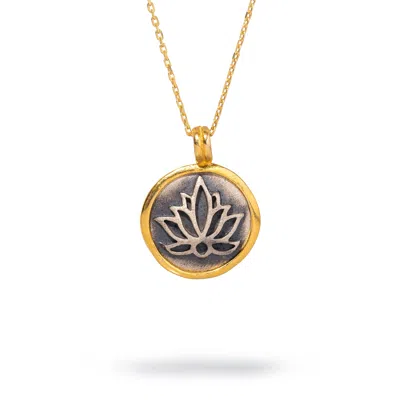 Ebru Jewelry Women's Gold / Silver Purity Lotus Flower Sterling Silver & Gold Chain Necklace - Silver