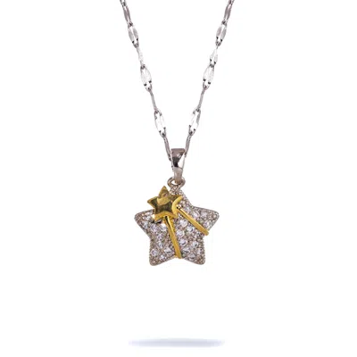Ebru Jewelry Women's Gold / Silver Shine Your Light Sparkly Star Silver Necklace - Silver