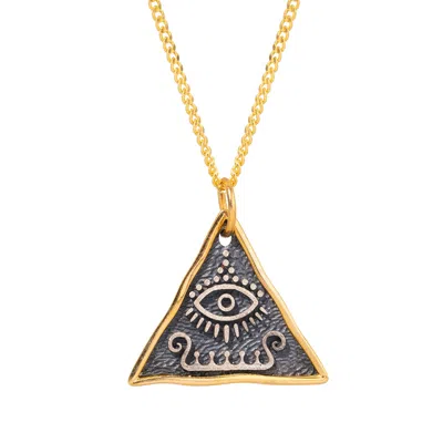 Ebru Jewelry Women's Gold / Silver Spiritual Evil Eye Protection Sterling Silver & Gold Necklace - Gold