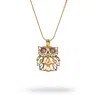 Ebru Jewelry Women's Gold / Silver Wisdom Owl Diamond Eyes Gold Necklace - Gold In Brown
