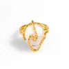 Ebru Jewelry Women's Gold / White Baroque Pearl Gold Design Isis Chunky Ring - White