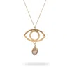 Ebru Jewelry Women's Gold / White Cleopatra's Guardian Eye Pearl Gold Necklace - Gold In Gold