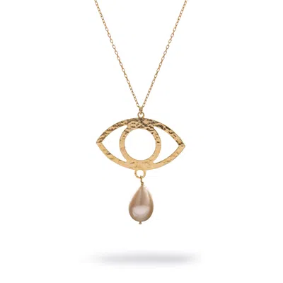 Ebru Jewelry Women's Gold / White Cleopatra's Guardian Eye Pearl Gold Necklace - Gold In Multi