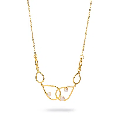 Ebru Jewelry Women's Gold / White Divine Light Pearl Gold Statement Necklace - Gold In Multi