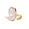 Ebru Jewelry Women's Gold / White Goddess Baroque Pearl Gold Statement Adjustable Ring - Gold In Gold