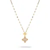 Ebru Jewelry Women's Gold / White Golden Clover Diamond Chain Necklace - Gold In Gold