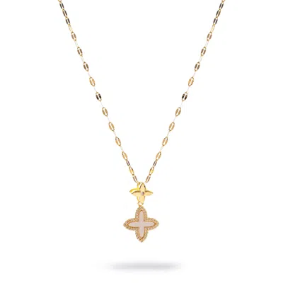 Ebru Jewelry Women's Gold / White Golden Clover Diamond Chain Necklace - Gold In Multi