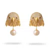 Ebru Jewelry Women's Gold / White Majestic Eagle Pearl Statement Earrings - Gold In Gold