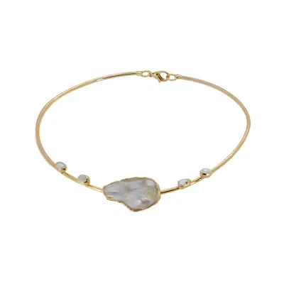 Ebru Jewelry Women's Gold / White Majestic Pearl & Gold Choker Necklace - Gold In Multi
