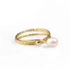 Ebru Jewelry Women's Gold / White Minimalist Pearl & Gold Elegant Cocktail Ring - White