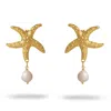 Ebru Jewelry Women's Gold / White Ocean Spirit Starfish Pearl Gold Earrings - Gold In Gold