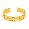Ebru Jewelry Women's Gold / White Pearl & Gold Boho Chic Cuff Bracelet - Gold