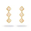 Ebru Jewelry Women's Gold / White Triple Pearl Clover Gold Dangle Elegant Earrings - White
