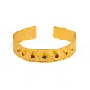 Ebru Jewelry Women's Gold / Yellow / Orange Carnelian Power Dots & Gold Design Cuff Bracelet - Gold