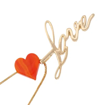 Ebru Jewelry Women's Gold / Yellow / Orange Sunset Heart Love Letter Gold Chain Necklace - Gold