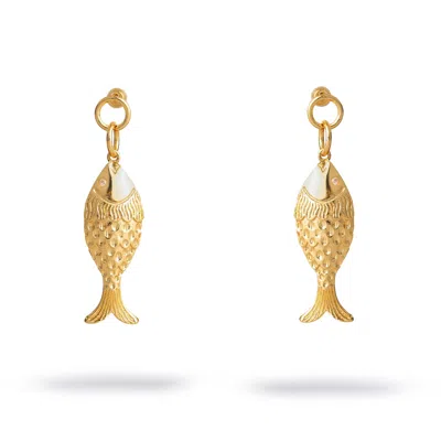 Ebru Jewelry Women's Golden Fortune Fish Dangle Earrings - Gold