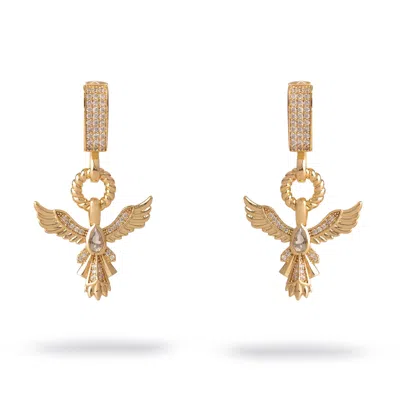 Ebru Jewelry Women's Golden Phoenix Drop Earrings - Gold