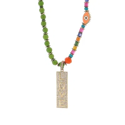 Ebru Jewelry Women's Green / Gold Rainbow Love Energy Handmade Necklace - Green In Multi