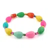 Ebru Jewelry Women's Green / Pink / Purple Happy Vibes Rainbow Glass & Gold Beaded Anklet - Multicolour
