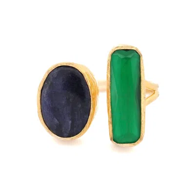 Ebru Jewelry Women's Green / Pink / Purple Spirit Garden Green Enamel & Amethyst Adjustable Gemstone Ring - Green In Multi