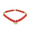 Ebru Jewelry Women's Green / Red Red Flame & Green Gaze Evil Eye Beaded Anklet - Red