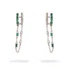 Ebru Jewelry Women's Green / Silver Emerald Stone Design Sterling Silver & Diamond Dangle Earrings - Green