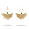 Ebru Jewelry Women's Green / White / Gold Divine Cleopatra Pearl & Enamel Dangle Earrings - Gold In Gold