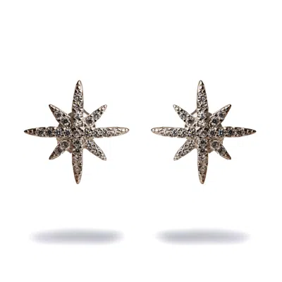 Ebru Jewelry Women's Guidance North Star Sterling Silver & Diamond Stud Earrings - Silver