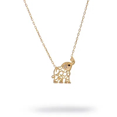 Ebru Jewelry Women's Lucky Charm Filigree Elephant Gold Necklace - Gold