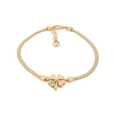 Ebru Jewelry Women's Lucky Clover Solid Gold Bracelet - Gold