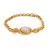 Ebru Jewelry Women's Lunar Glow Moonstone Gold Adjustable Bracelet - Gold In Gold