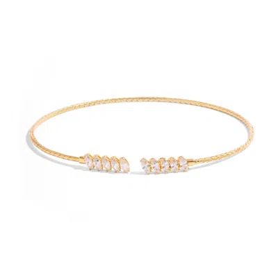 Ebru Jewelry Women's Marquise Cubic Zirconia Woven Gold Vermeil Choker Necklace - Gold